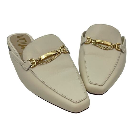 Sam Edelman 6 Evelan Chain Loafer Mule Cream - Picture 2 of 9
